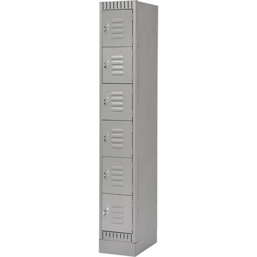 Lockers, 6 -tier, 12" x 18" x 76", Steel, Grey, Knocked Down Helyx Safety & Industrial Supplies