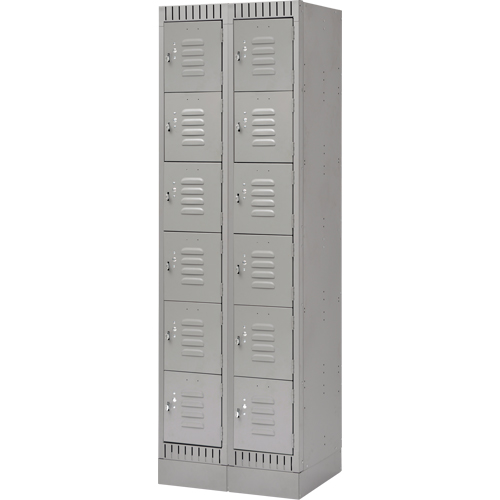 Casiers, 6 niveaux, Bloc de 2, 24" x 18" x 76", Acier, Gris, D&eacute;mont&eacute; Helyx Safety & Industrial Supplies