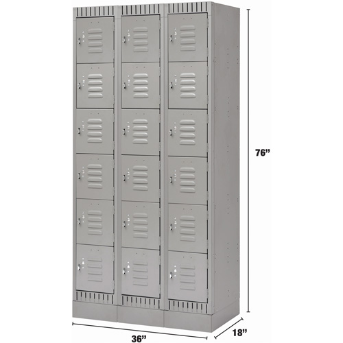 Casiers, 6 niveaux, Bloc de 3, 36" x 18" x 76", Acier, Gris, D&eacute;mont&eacute; Helyx Safety & Industrial Supplies