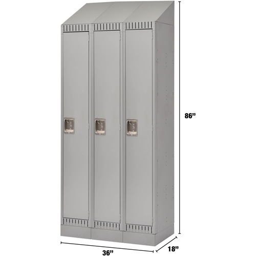 Casiers, Bloc de 3, 36" x 18" x 86", Acier, Gris, D&eacute;mont&eacute; Helyx Safety & Industrial Supplies