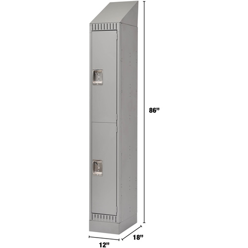 Lockers, 2 -tier, 12" x 18" x 86", Steel, Grey, Knocked Down Helyx Safety & Industrial Supplies