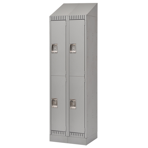 Lockers, 2 -tier, Bank of 2, 24" x 18" x 86", Steel, Grey, Knocked Down Helyx Safety & Industrial Supplies