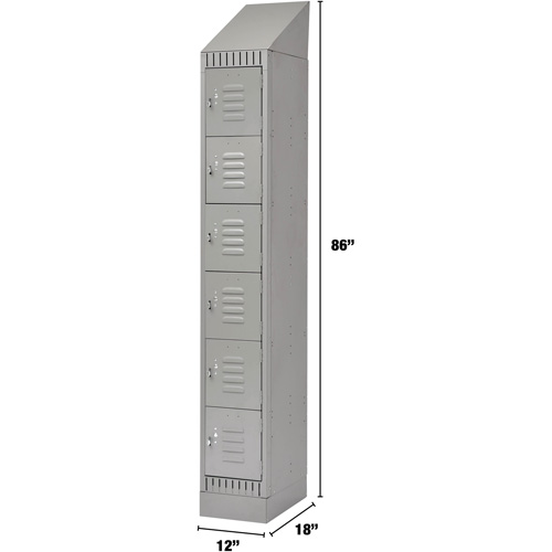Lockers, 6 -tier, 12" x 18" x 86", Steel, Grey, Knocked Down Helyx Safety & Industrial Supplies