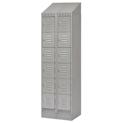 Casiers, 6 niveaux, Bloc de 2, 24" x 18" x 86", Acier, Gris, D&eacute;mont&eacute; Helyx Safety & Industrial Supplies