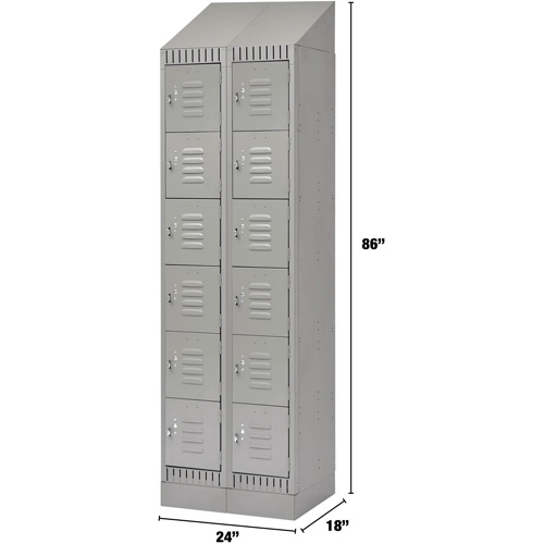 Casiers, 6 niveaux, Bloc de 2, 24" x 18" x 86", Acier, Gris, D&eacute;mont&eacute; Helyx Safety & Industrial Supplies