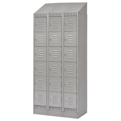 Casiers, 6 niveaux, Bloc de 3, 36" x 18" x 86", Acier, Gris, D&eacute;mont&eacute; Helyx Safety & Industrial Supplies