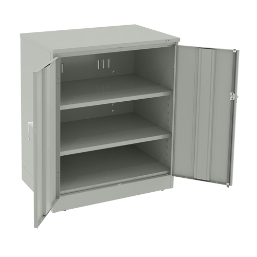 Armoire &agrave; hauteur de comptoir de luxe, Acier, 2 Tablettes, 42" h x 36" la x 24" P, Gris p&acirc;le Helyx Safety & Industrial Supplies