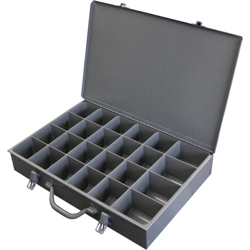 Boîtes en acier &agrave; compartiments &agrave; fond courb&eacute;, 17,875" la x 12" p x 3" h, 24 compartiments Helyx Safety & Industrial Supplies