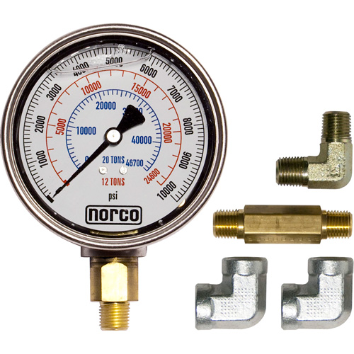 Manom&egrave;tre hydraulique avec raccords,  4", Fixation inf&eacute;rieure, Analogique Helyx Safety & Industrial Supplies