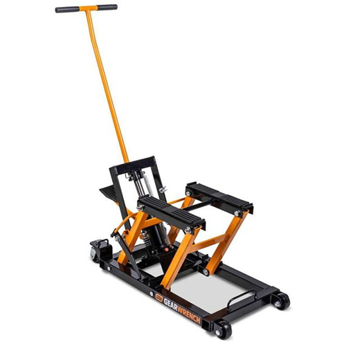 ATV and Motorcycle Jack, 0.75 Ton(s) Capacity, 4-2/3" Lowered, 14-1/2" Raised, Manual Hydraulic Helyx Safety & Industrial Supplies