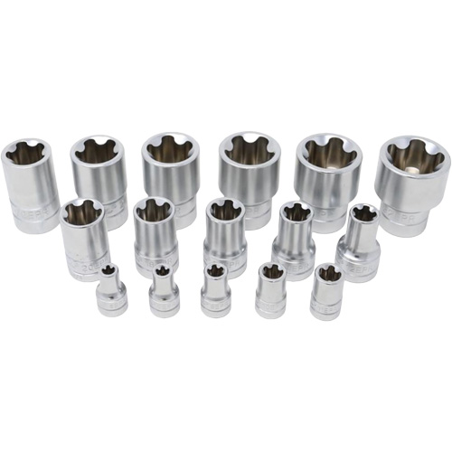 5-Point EPR Torx Socket Set, 16 Pieces, 1/4"/3/8"/1/2" Drive Size Helyx Safety & Industrial Supplies