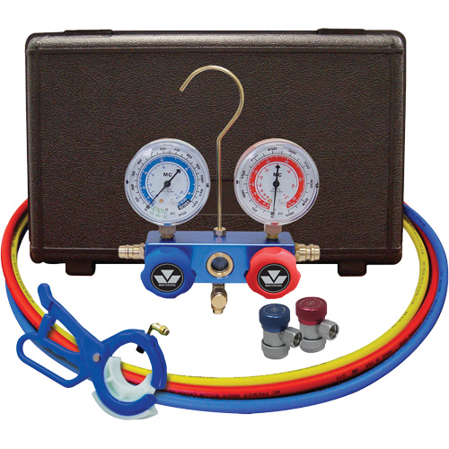 Jeu de manom&egrave;tres collecteurs pour automobile avec coupleurs manuels et robinet perce-canette lat&eacute;rale 3-in-1 Helyx Safety & Industrial Supplies
