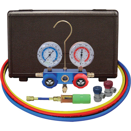 Automotive Manifold Gauge Set with Mini Dye Injector & Manual Couplers Helyx Safety & Industrial Supplies