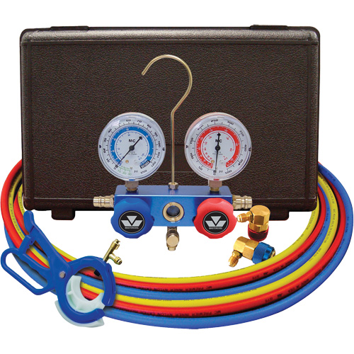 Dual Manifold Gauge Set with 3-in-1 Side Mount Can Tap Valve Helyx Safety & Industrial Supplies