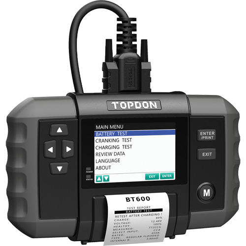 Testeur de batterie 12?V et de syst&egrave;mes 12?V/24?V BT600 avec imprimante int&eacute;gr&eacute;e Helyx Safety & Industrial Supplies