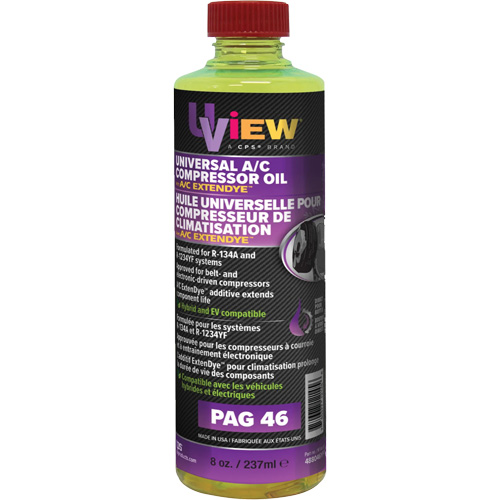 Huile universelle PAG 46 avec ExtenDye pour syst&egrave;me de climatisation, 237 ml, Bouteille Helyx Safety & Industrial Supplies