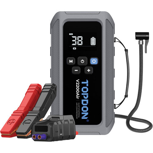 V2200Air 2-en-1: d&eacute;marreur de secours de 1200 A de pointe et gonfleur de pneus Helyx Safety & Industrial Supplies