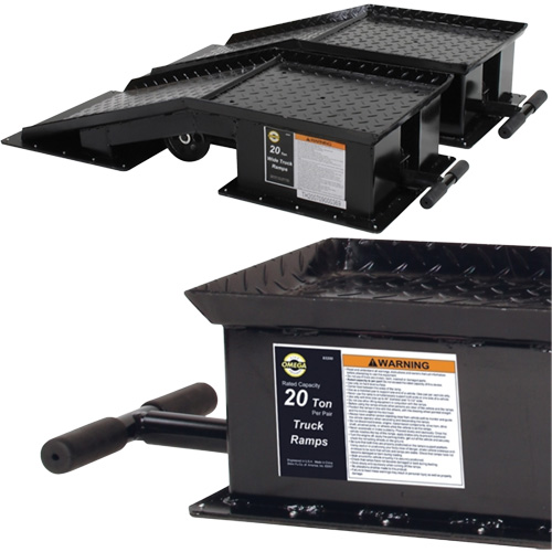 Heavy-Duty Truck Ramps with Long T-Handle, 40000 lbs. Capacity, 45" L, 13-1/2" W, 9-19/50" H Helyx Safety & Industrial Supplies