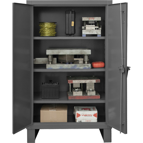 Extra Heavy-Duty Cabinet, Steel, 3 Shelves, 66" H x 60" W x 24" D, Grey Helyx Safety & Industrial Supplies