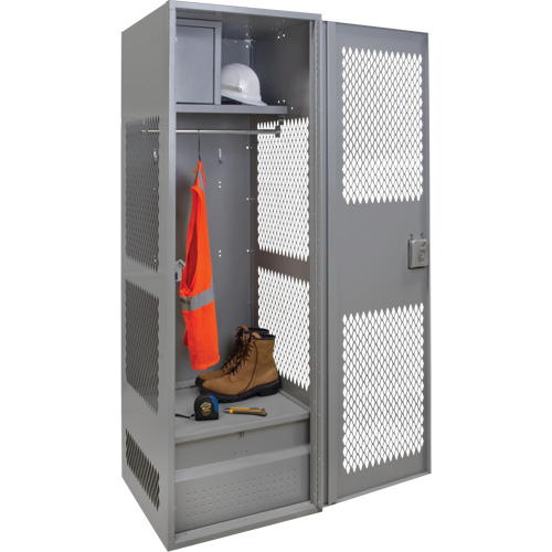 Gear Locker with Door, Steel, 24" W x 24" D x 72" H, Grey Helyx Safety & Industrial Supplies