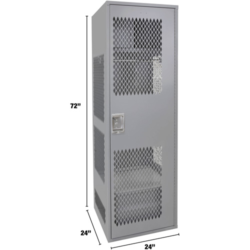 Gear Locker with Door, Steel, 24" W x 24" D x 72" H, Grey Helyx Safety & Industrial Supplies