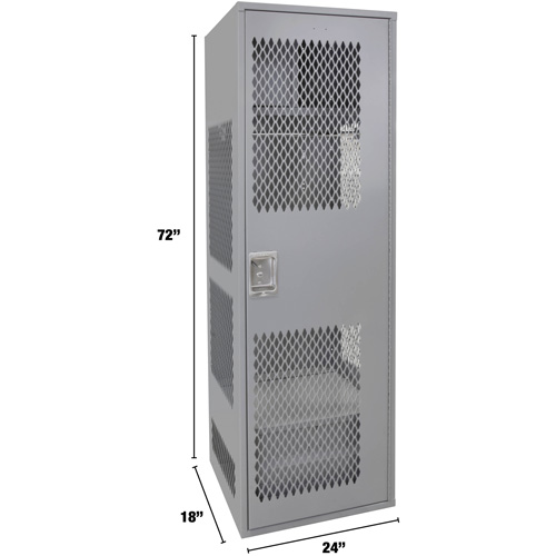 Gear Locker with Door, Steel, 24" W x 18" D x 72" H, Grey Helyx Safety & Industrial Supplies