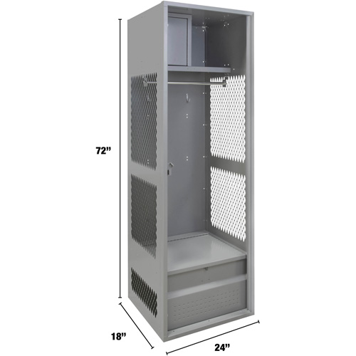 Casier pour &eacute;quipement, Acier, 24" la x 18" p x 72" h, Gris Helyx Safety & Industrial Supplies