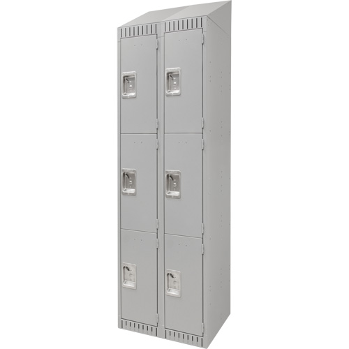 Casiers, 3 niveaux, Bloc de 2, 24" x 18" x 82", Acier, Gris, D&eacute;mont&eacute; Helyx Safety & Industrial Supplies