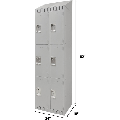 Casiers, 3 niveaux, Bloc de 2, 24" x 18" x 82", Acier, Gris, D&eacute;mont&eacute; Helyx Safety & Industrial Supplies