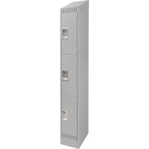 Lockers, 3 -tier, 12" x 18" x 86", Steel, Grey, Knocked Down Helyx Safety & Industrial Supplies