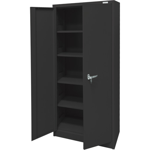 Armoire d'entreposage, Acier, 4 Tablettes, 66" h x 30" la x 15" P, Noir Helyx Safety & Industrial Supplies