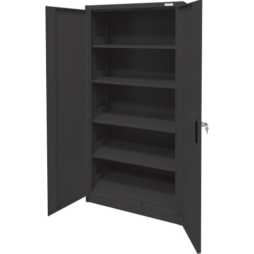 Storage Cabinet, Steel, 4 Shelves, 78" H x 36" W x 24" D, Black Helyx Safety & Industrial Supplies