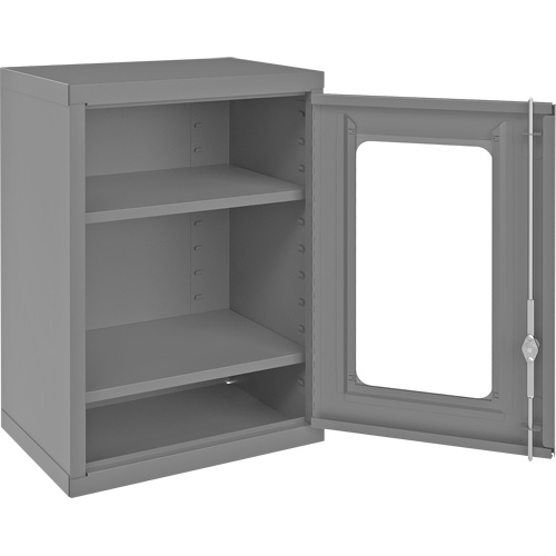 Wall-Mountable Storage Cabinet with Clearview Doors, 26-15/16" H x 18-1/8" W x 13-11/16" D, 2 Shelves, Steel, Grey Helyx Safety & Industrial Supplies