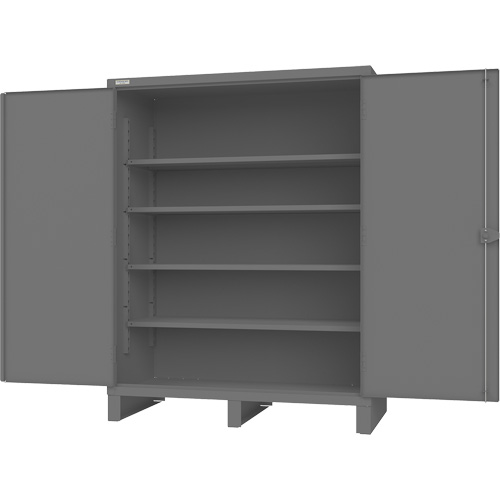 Cabinet with Recessed Doors, Steel, 4 Shelves, 78" H x 60" W x 30" D, Grey Helyx Safety & Industrial Supplies