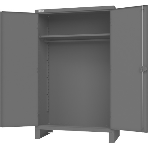 Cabinet with Hanging Bar & Standard Recessed Doors, Steel, 78" H x 48" W x 24" D, Grey Helyx Safety & Industrial Supplies