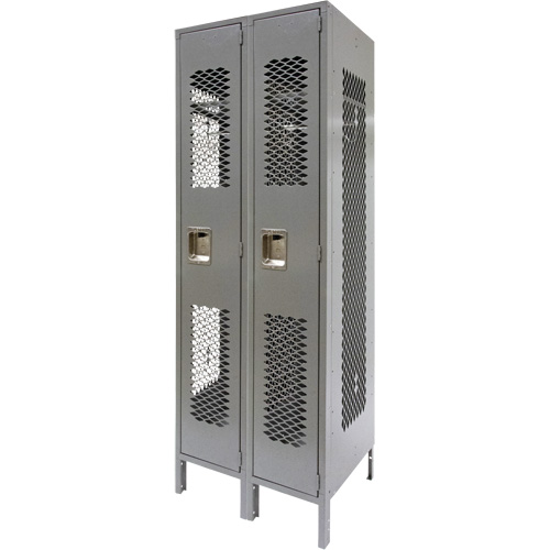 Casiers ventil&eacute;s, Bloc de 2, 24" x 18" x 78", Acier, Gris, D&eacute;mont&eacute;, Perfor&eacute; Helyx Safety & Industrial Supplies