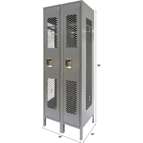 Casiers ventil&eacute;s, Bloc de 2, 24" x 18" x 78", Acier, Gris, D&eacute;mont&eacute;, Perfor&eacute; Helyx Safety & Industrial Supplies