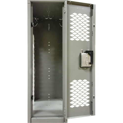 Casiers ventil&eacute;s, 2 niveaux, Bloc de 2, 24" x 18" x 88", Acier, Gris, D&eacute;mont&eacute;, Perfor&eacute; Helyx Safety & Industrial Supplies