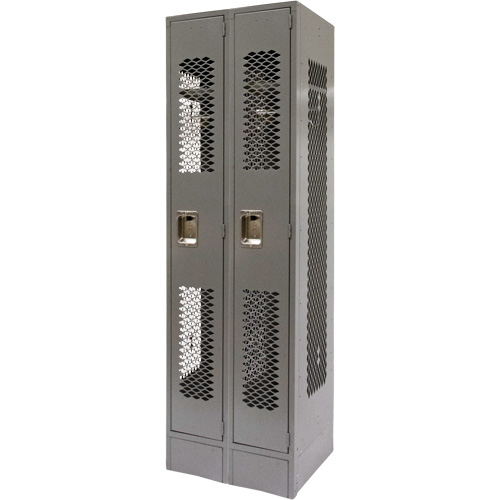 Vented Lockers, Bank of 2, 24" x 18" x 78", Steel, Grey, Knocked Down, Perforated Helyx Safety & Industrial Supplies