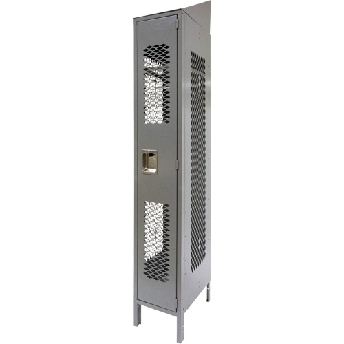 Vented Lockers, 12" x 18" x 88", Steel, Grey, Knocked Down, Perforated Helyx Safety & Industrial Supplies