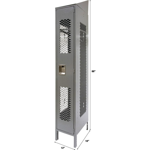 Vented Lockers, 12" x 18" x 88", Steel, Grey, Knocked Down, Perforated Helyx Safety & Industrial Supplies