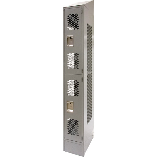 Casiers ventil&eacute;s, 2 niveaux, 12" x 18" x 88", Acier, Gris, D&eacute;mont&eacute;, Perfor&eacute; Helyx Safety & Industrial Supplies