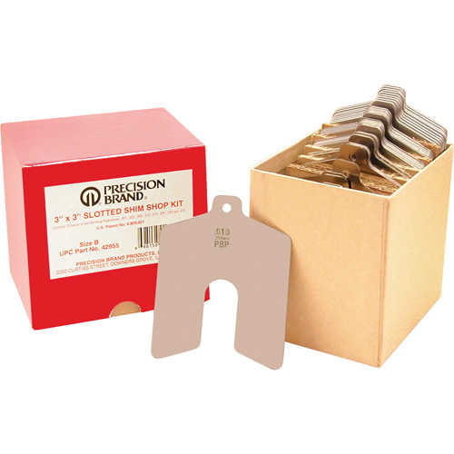 Slotted Shim Assortments, 4" L x 0.001"- 0.075" Thickness, 4" W, Stainless Steel Helyx Safety & Industrial Supplies