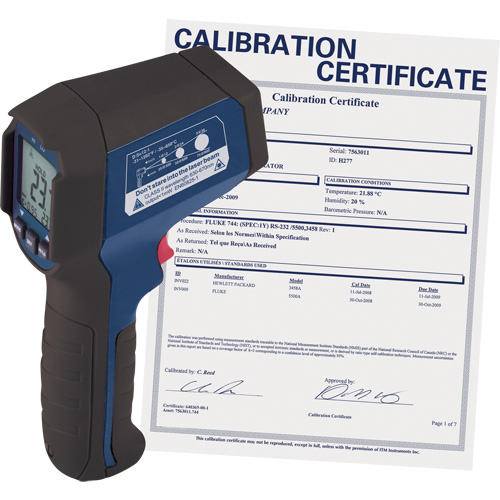 Thermom&egrave;tre &agrave; infrarouge avec certificat de calibration, -31°- 1202° F ( -35° - 650° C ), 12:1, &eacute;missivit&eacute; Ajustable Helyx Safety & Industrial Supplies