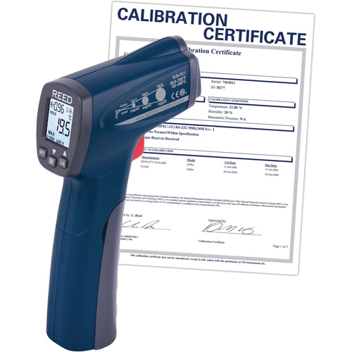 Thermom&egrave;tre &agrave; infrarouge avec certificat de calibration, -25,6°- 752° F ( -32° - 400° C ), 12:1, &eacute;missivit&eacute; Ajustable Helyx Safety & Industrial Supplies