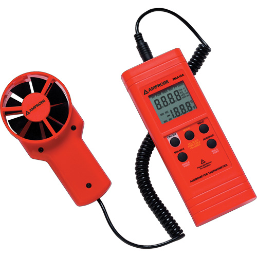 An&eacute;mom&egrave;tre et thermom&egrave;tre TMA10A, Sans enregistrement des donn&eacute;es, Gamme de v&eacute;locit&eacute; d'air de 0,4 - 25 m/sec Helyx Safety & Industrial Supplies