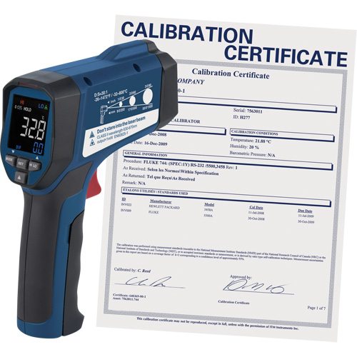 Thermom&egrave;tre &agrave; infrarouge professionnel avec certificat de calibration, -26 - 1472° F ( -32 - 800° C ), 30:1, &eacute;missivit&eacute; Ajustable Helyx Safety & Industrial Supplies
