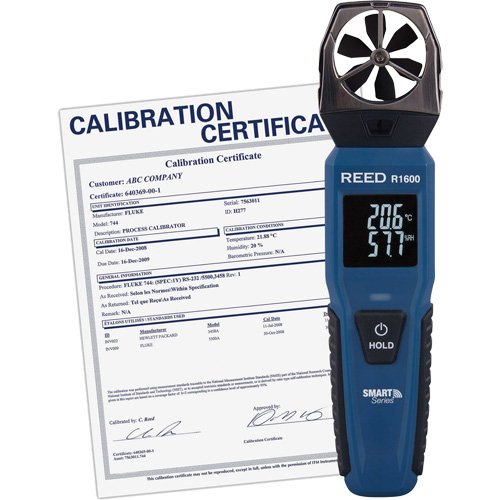 Bluetooth Smart Series Vane Anemometer with Calibration Certificate, Data Logging, 0.6 - 25 m/sec/118 - 4921 ft./min/2.1 - 90 Km/hr/1.3 - 55.9 Mph Air Velocity Range Helyx Safety & Industrial Supplies
