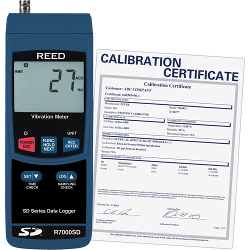Vibrom&egrave;tre &agrave; enregistrement de donn&eacute;es avec certificat de calibration, 10% - 85% HR, 32°- 122° F ( 0° - 50° C ) Helyx Safety & Industrial Supplies