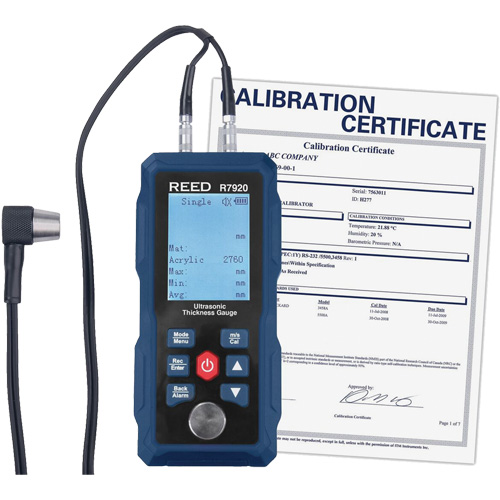 Thickness Gauge with Calibration Certificate, Digital Display, Ultrasound, 0.04" - 11.8" (1 mm - 300 mm) Range Helyx Safety & Industrial Supplies